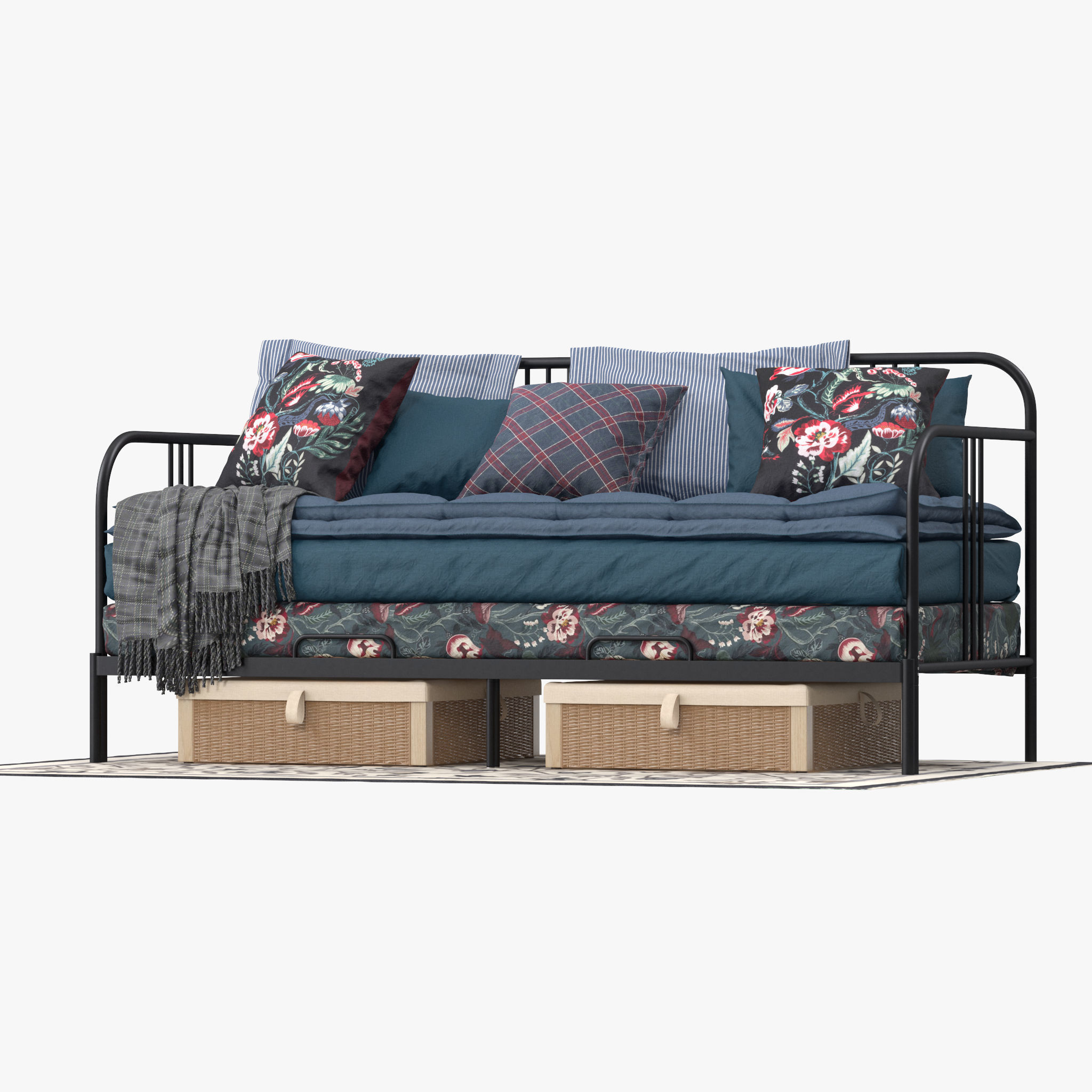 FYRESDAL daybed with floral pillows 3D model_5
