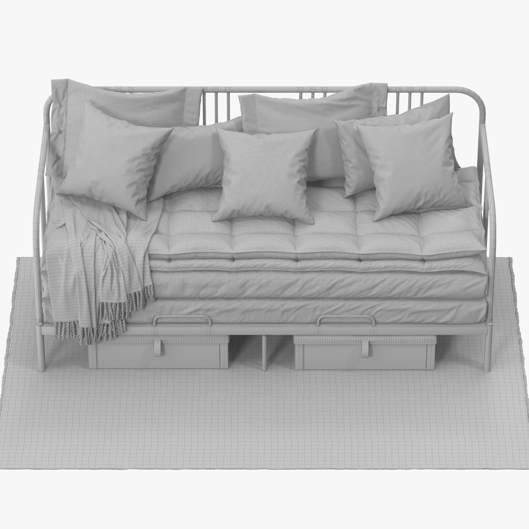 FYRESDAL daybed with floral pillows 3D model_14