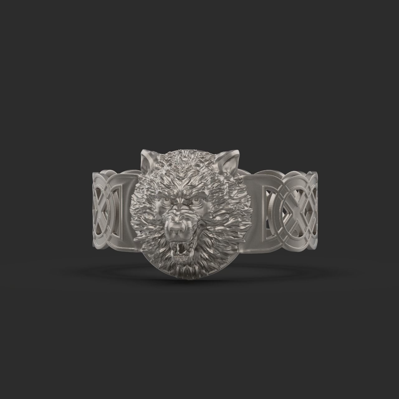 Celtic bracelet with a realistic wolf head 3D print model_2