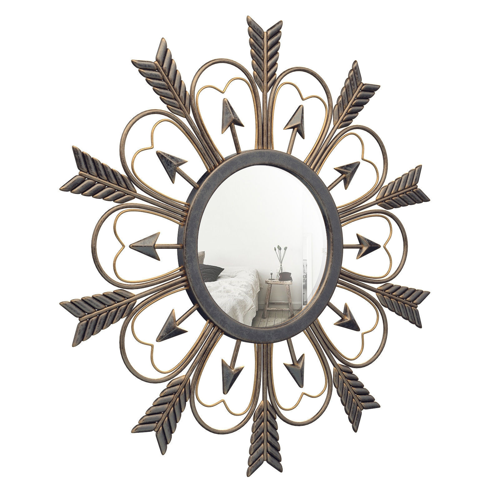 Decorative Sunburst Arrow Accent Mirror GRKS3682 3D model_1