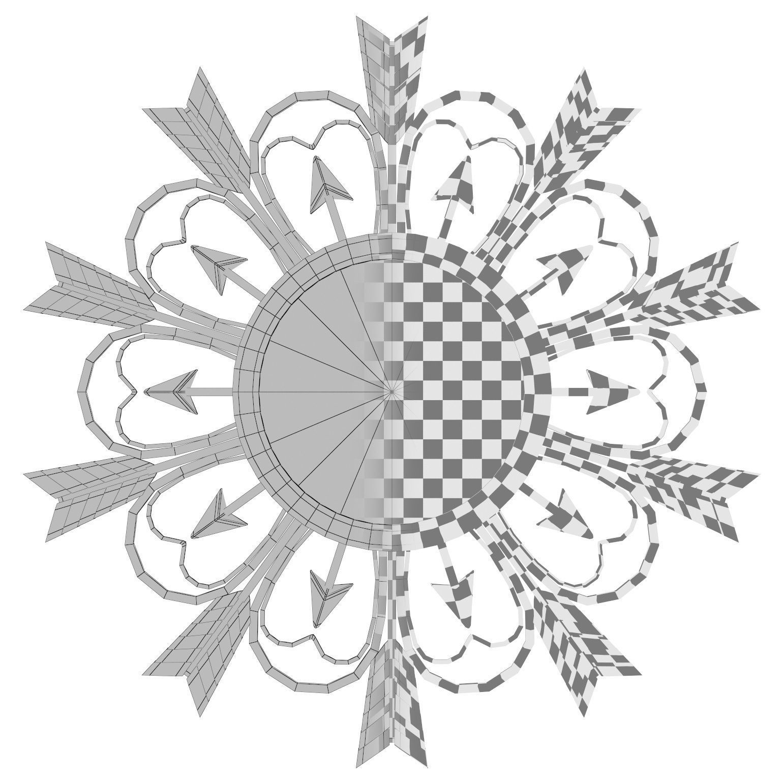 Decorative Sunburst Arrow Accent Mirror GRKS3682 3D model_2