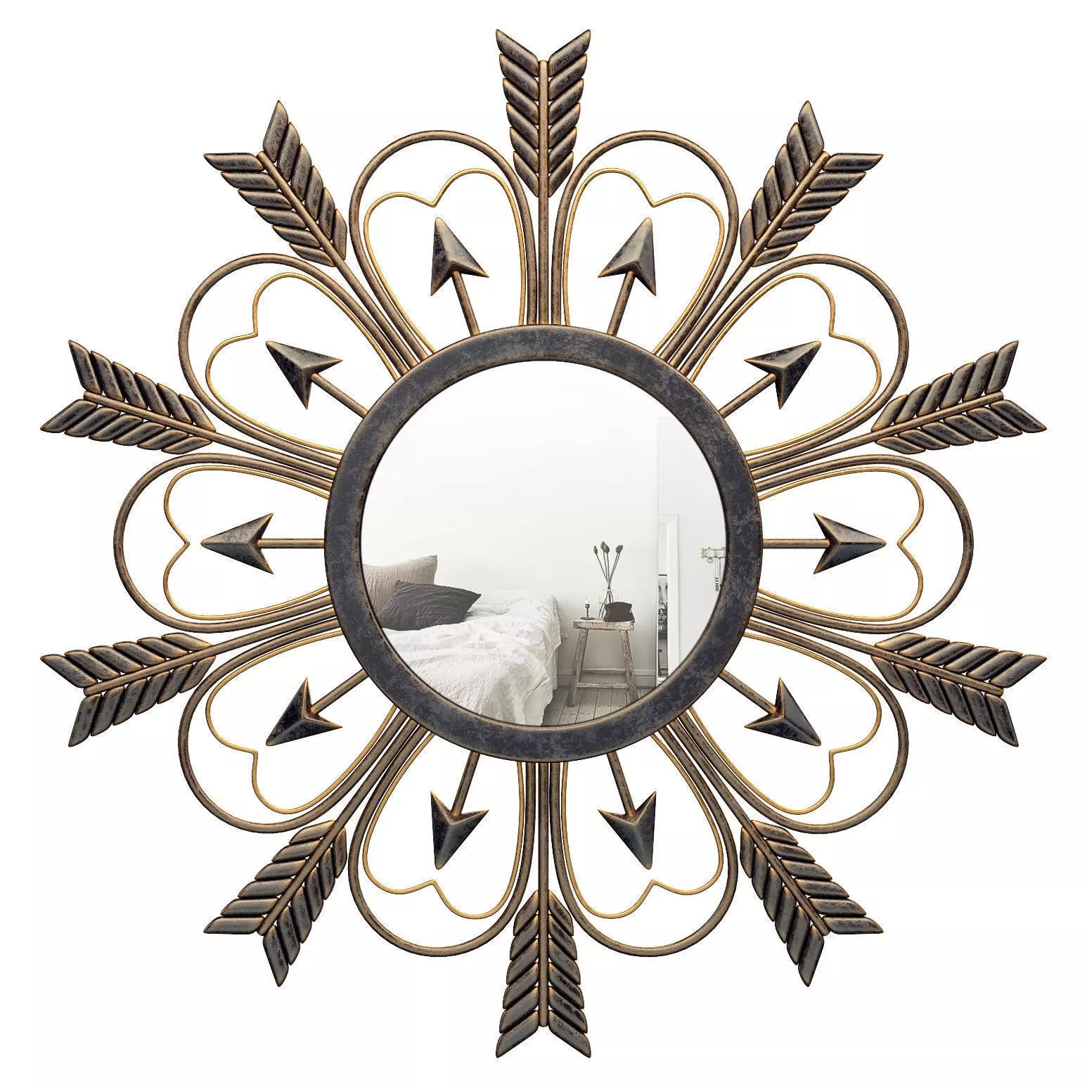 Decorative Sunburst Arrow Accent Mirror GRKS3682 3D model_0