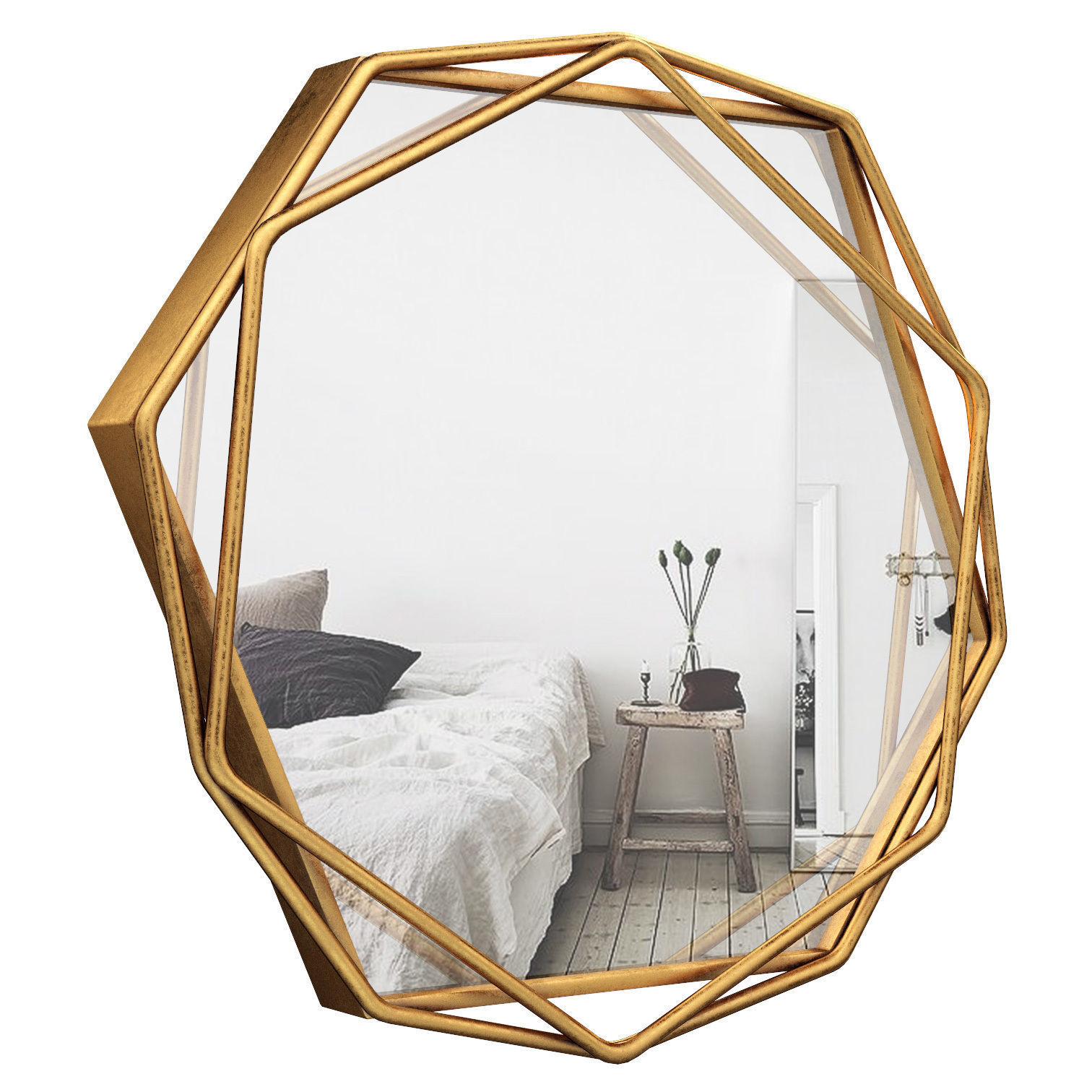 Dekalb Iron Hexagonal Wall Accent Mirror MCRW6197 3D model_1