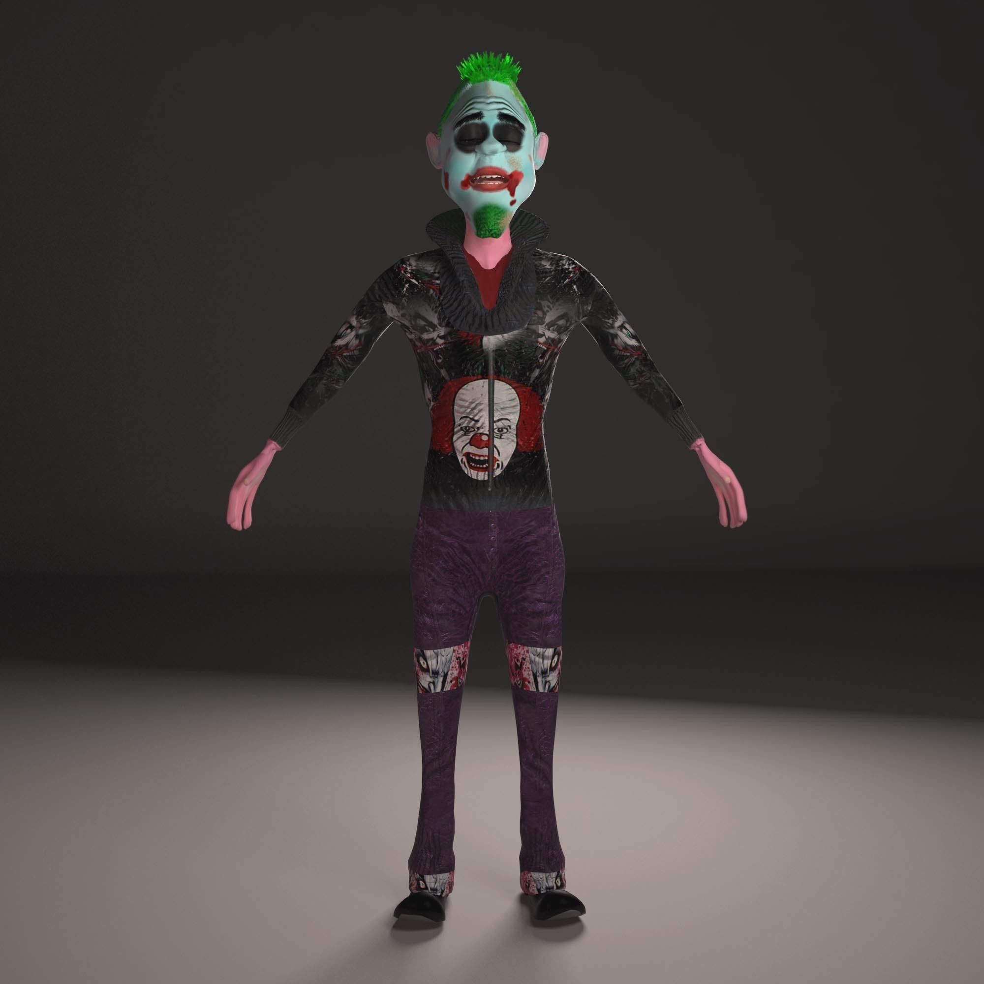 Clown joker dressed 3D model_3