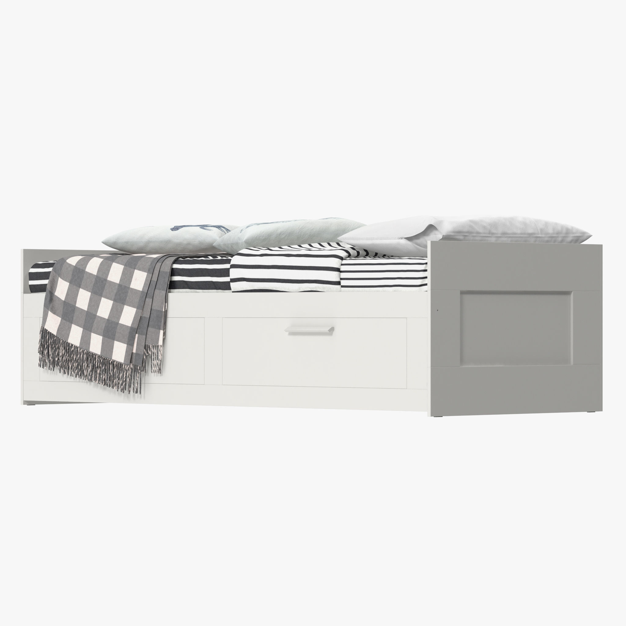 BRIMNES daybed with drawers and blankets 3D model_15