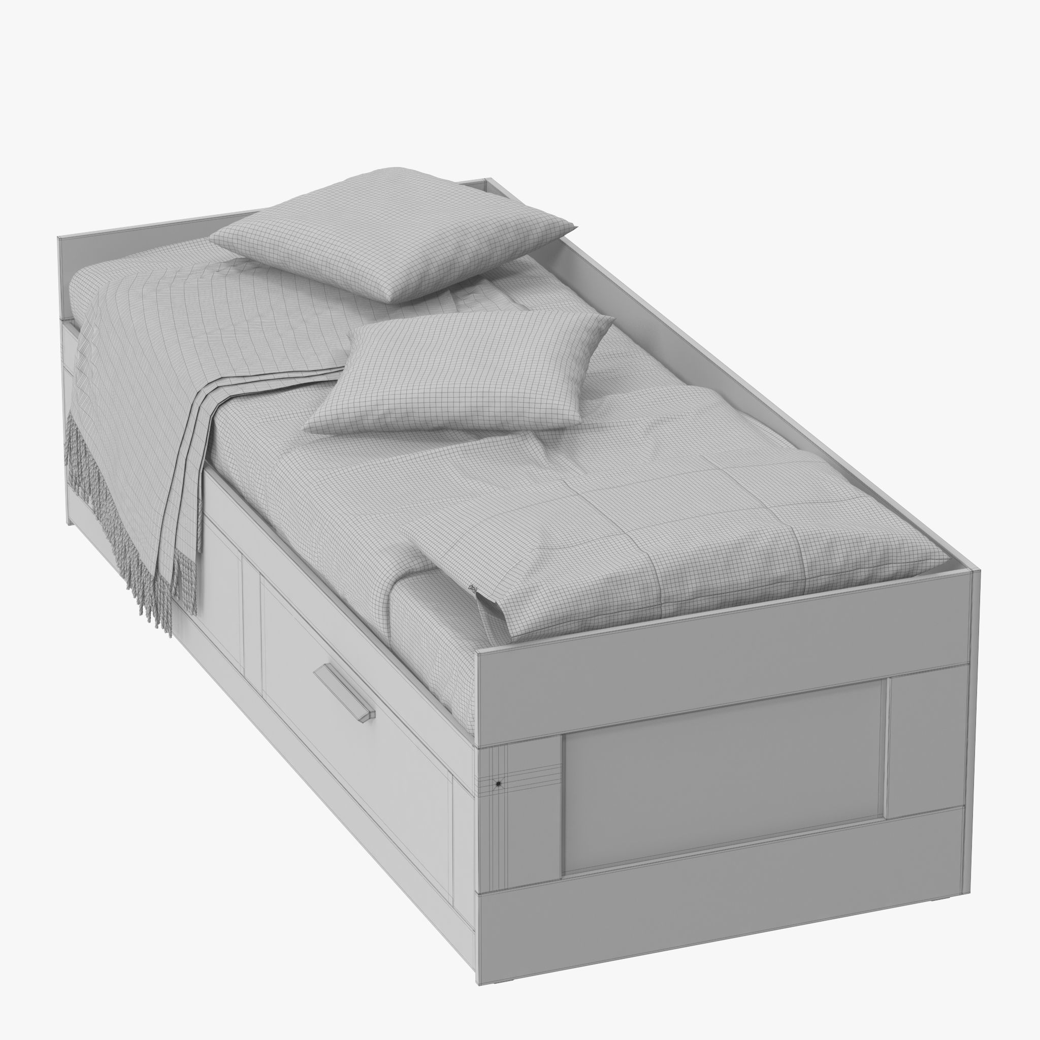 BRIMNES daybed with drawers and blankets 3D model_19