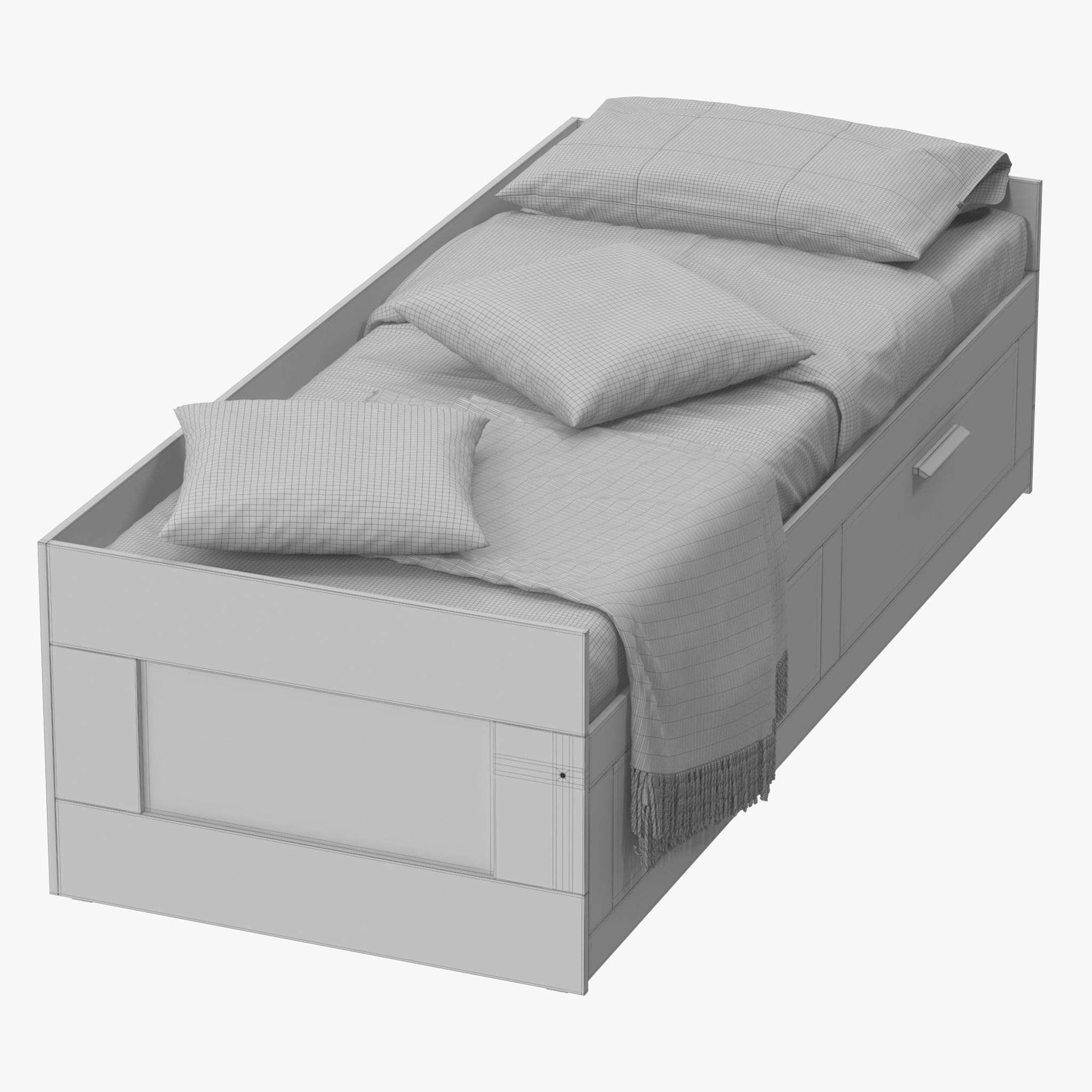 BRIMNES daybed with drawers and blankets 3D model_18