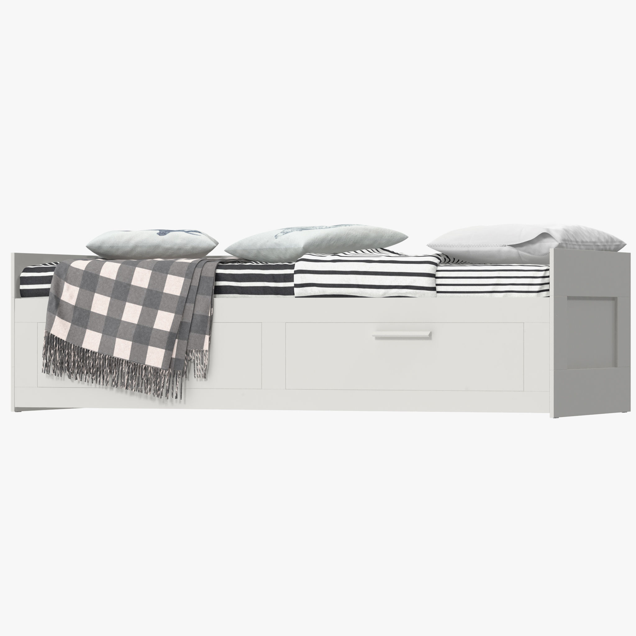BRIMNES daybed with drawers and blankets 3D model_14