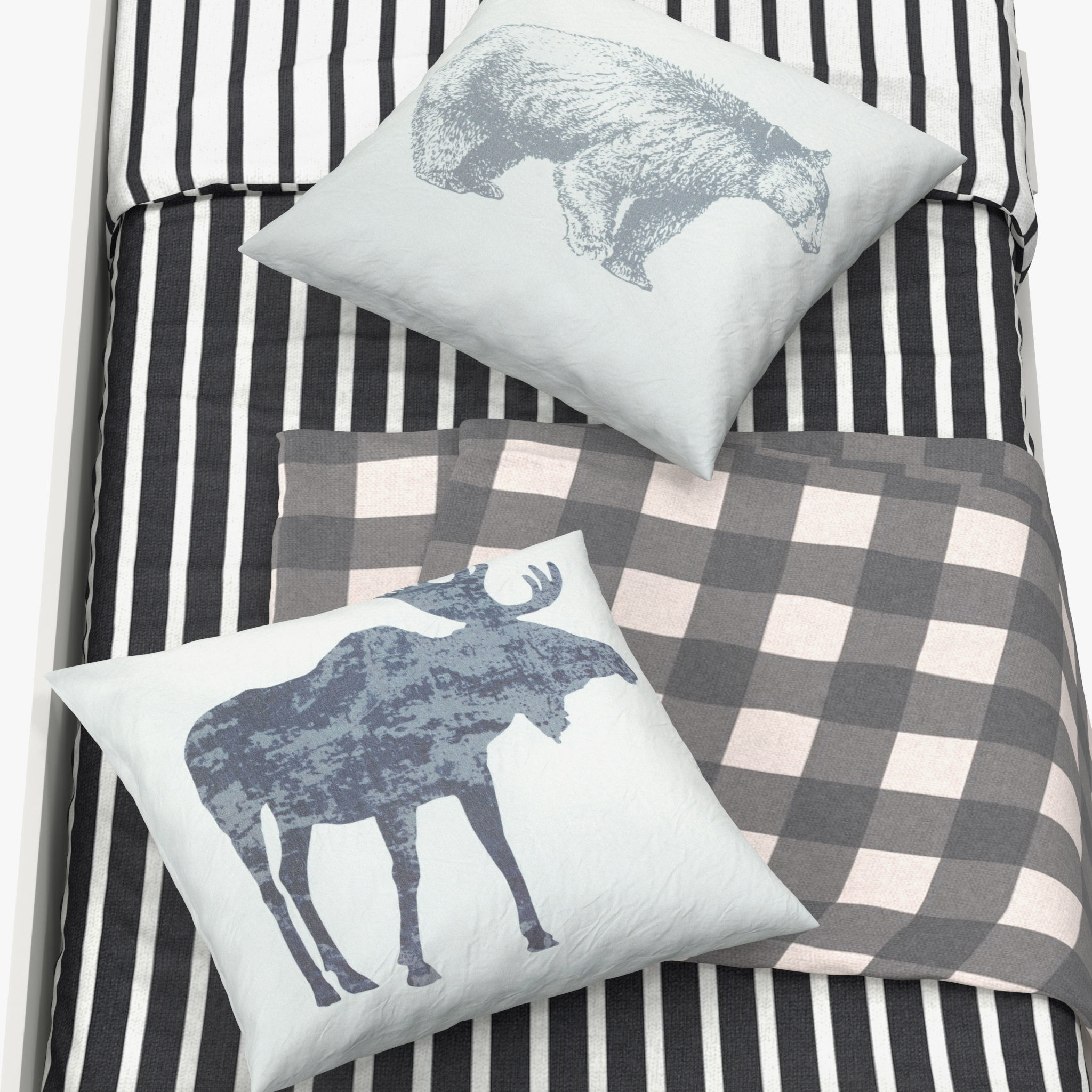 BRIMNES daybed with drawers and blankets 3D model_13