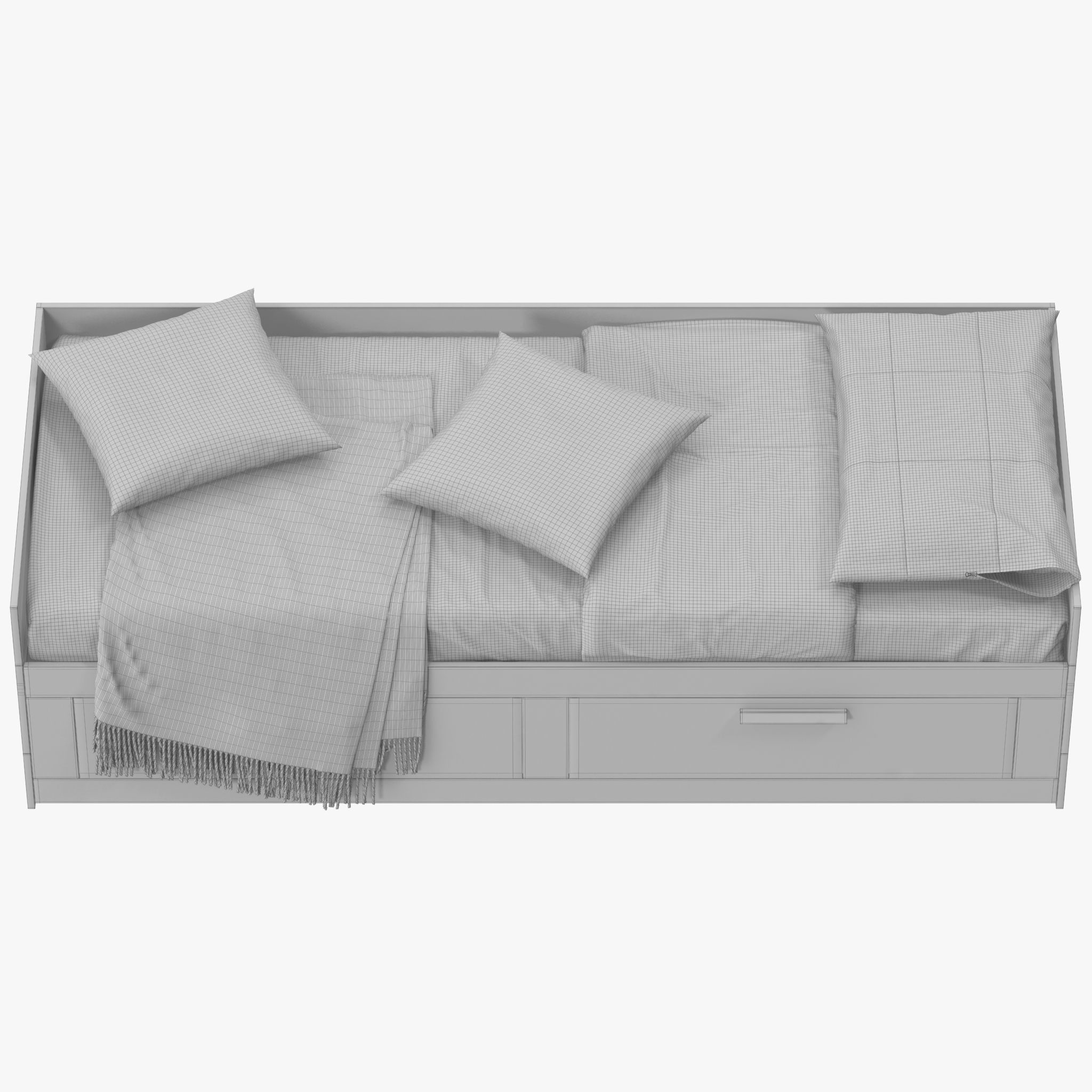 BRIMNES daybed with drawers and blankets 3D model_16