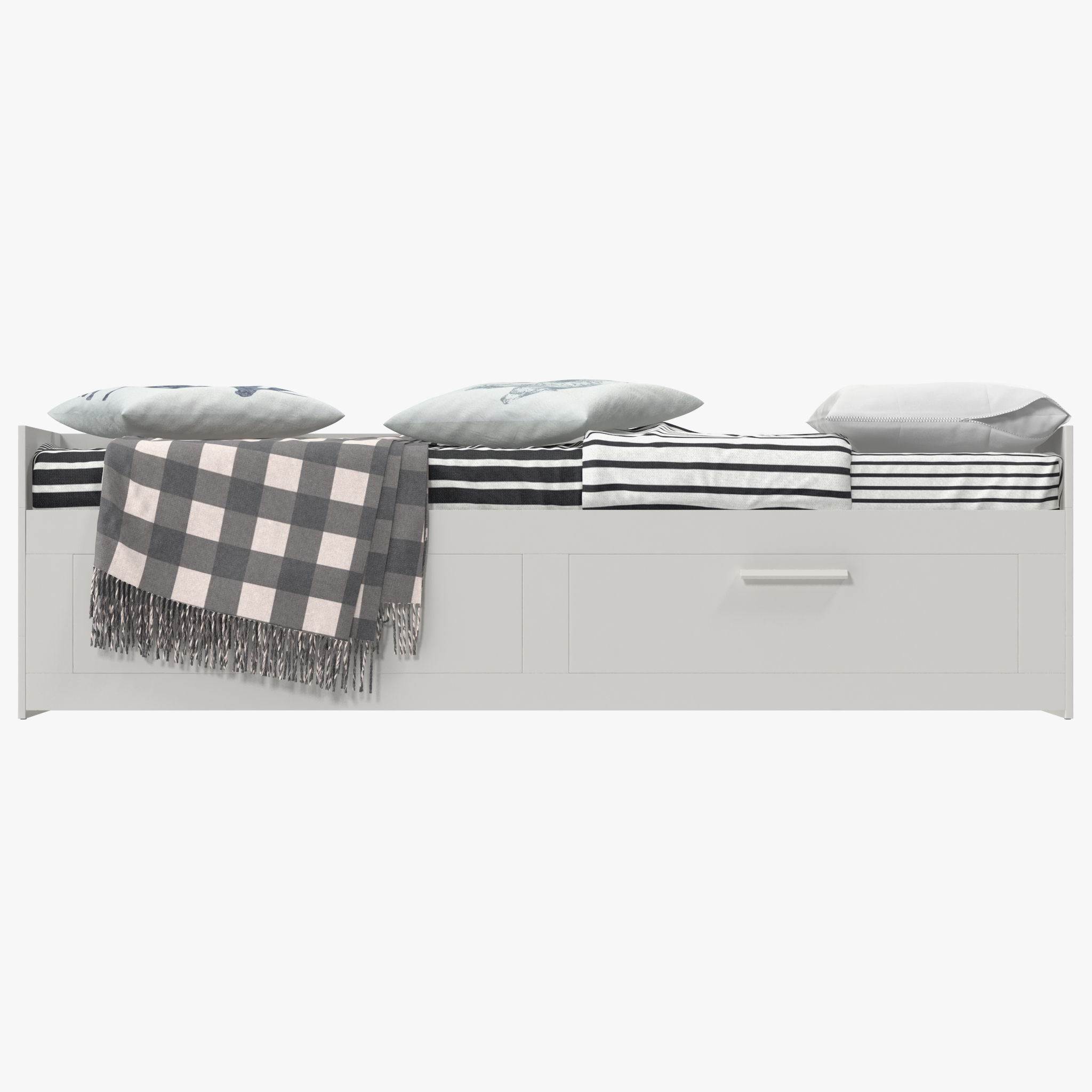 BRIMNES daybed with drawers and blankets 3D model_5