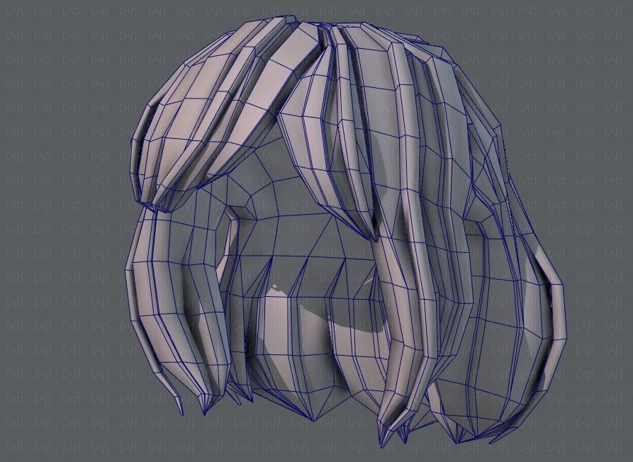 3D Hair style for girl V57 Low-poly 3D model_44