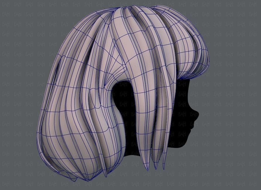 3D Hair style for girl V57 Low-poly 3D model_11