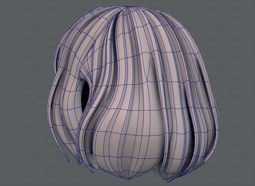 3D Hair style for girl V57 Low-poly 3D model_14