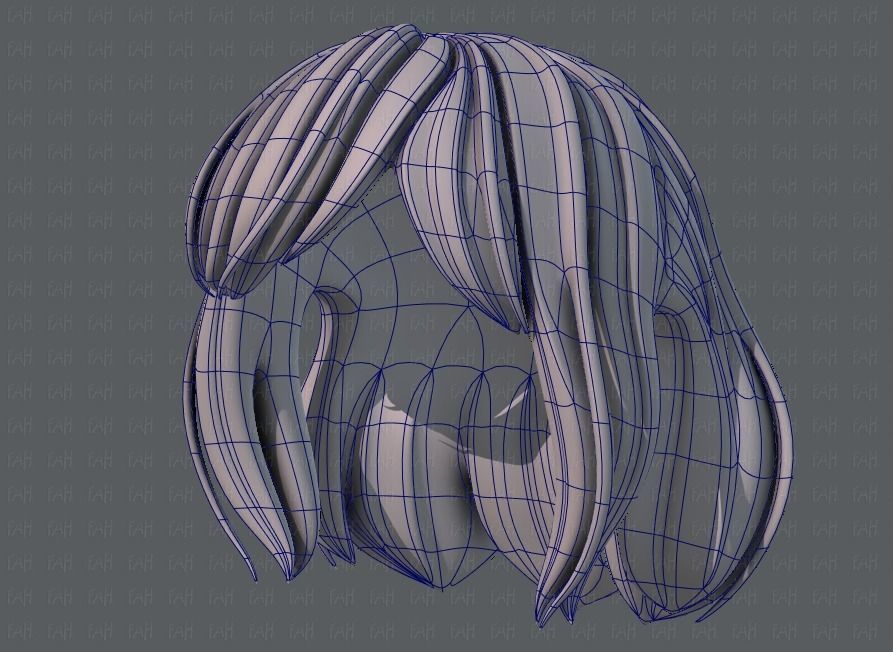 3D Hair style for girl V57 Low-poly 3D model_42