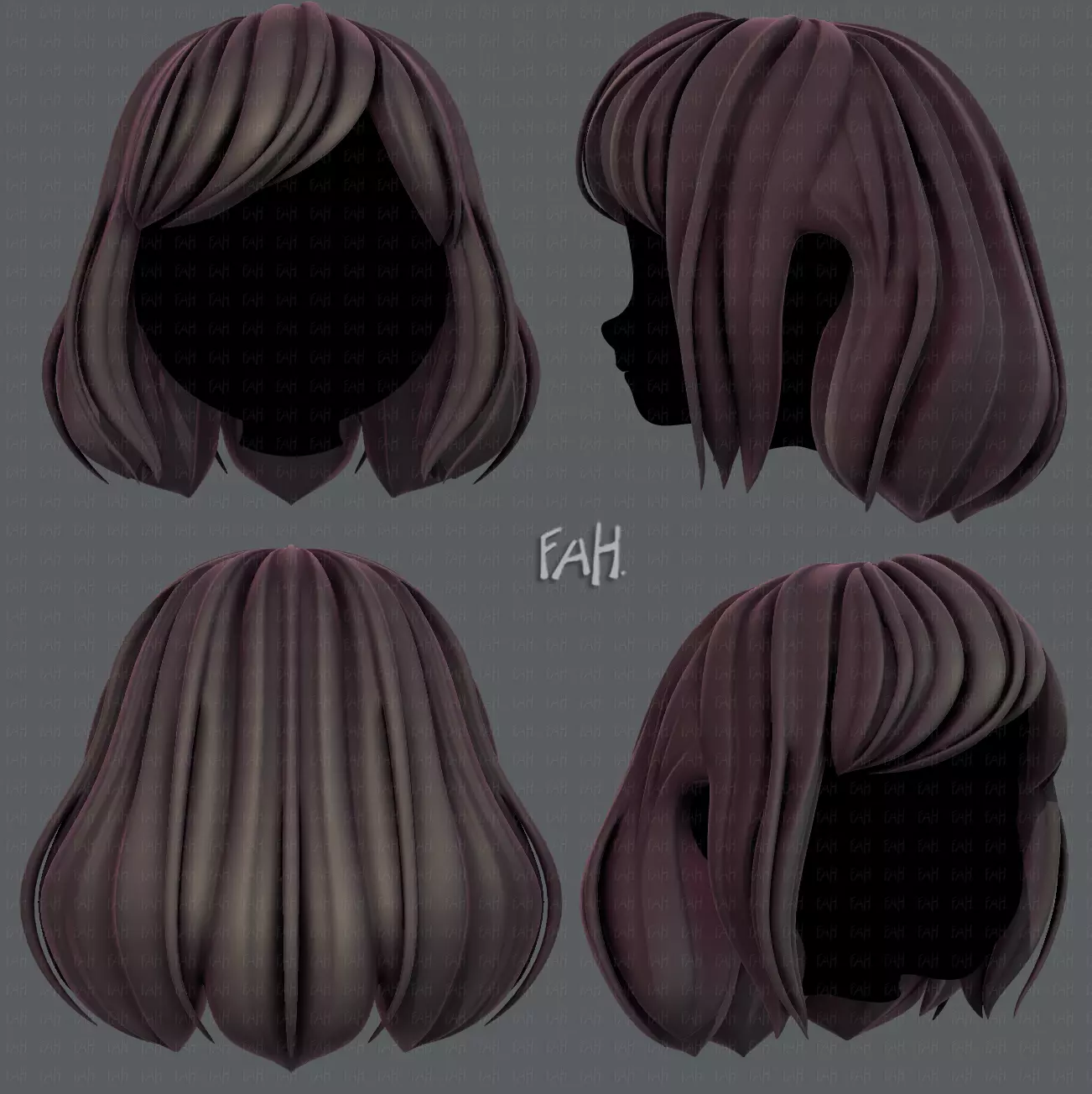 3D Hair style for girl V57 Low-poly 3D model_0