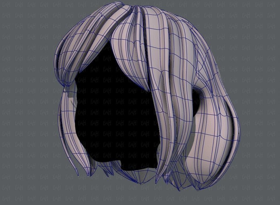 3D Hair style for girl V57 Low-poly 3D model_16