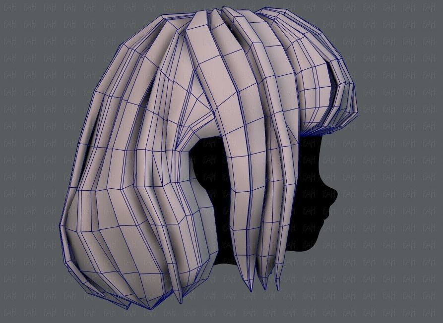 3D Hair style for girl V57 Low-poly 3D model_27