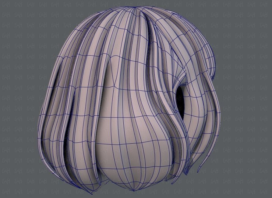 3D Hair style for girl V57 Low-poly 3D model_12