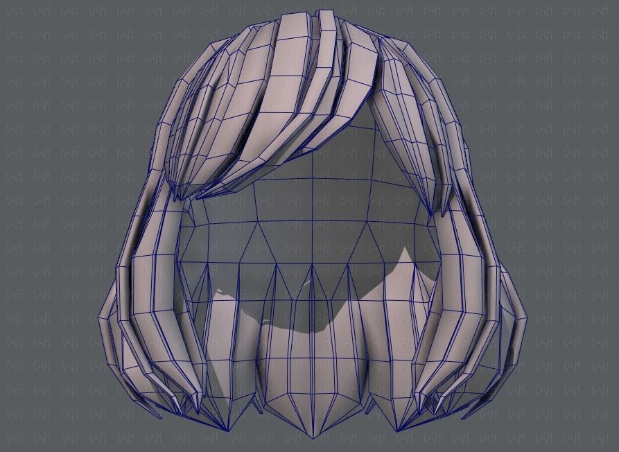3D Hair style for girl V57 Low-poly 3D model_40