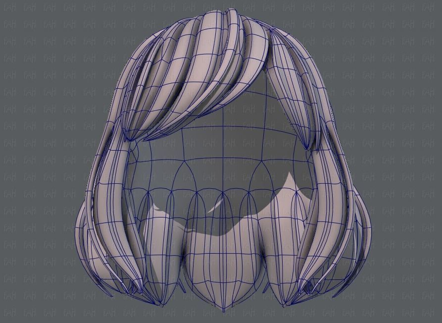 3D Hair style for girl V57 Low-poly 3D model_38