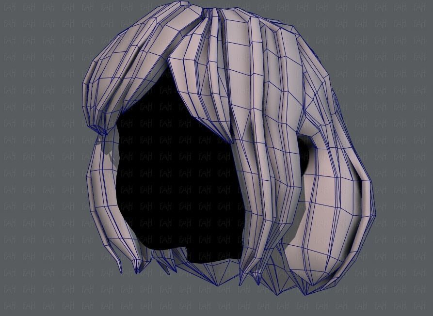 3D Hair style for girl V57 Low-poly 3D model_32