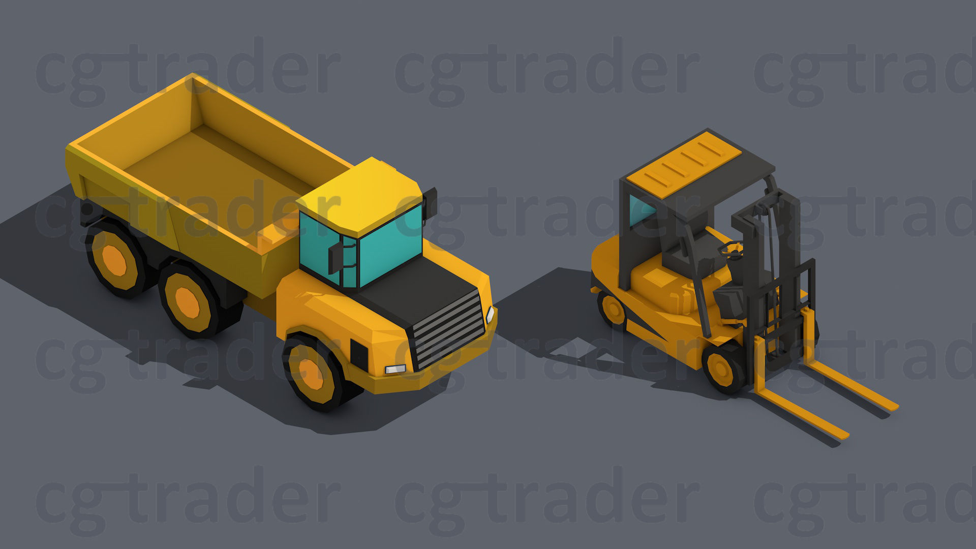 Low Poly Heavy Construction Machinery Equipment Industrial Low-poly 3D model_8