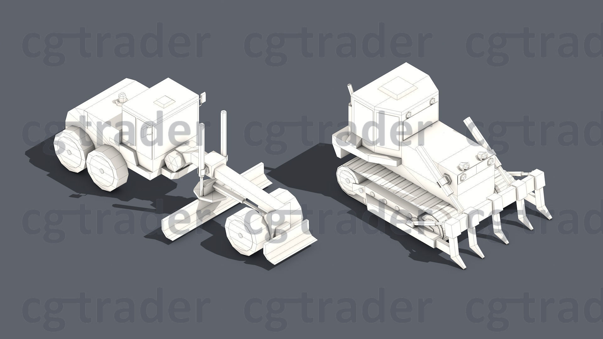 Low Poly Heavy Construction Machinery Equipment Industrial Low-poly 3D model_11