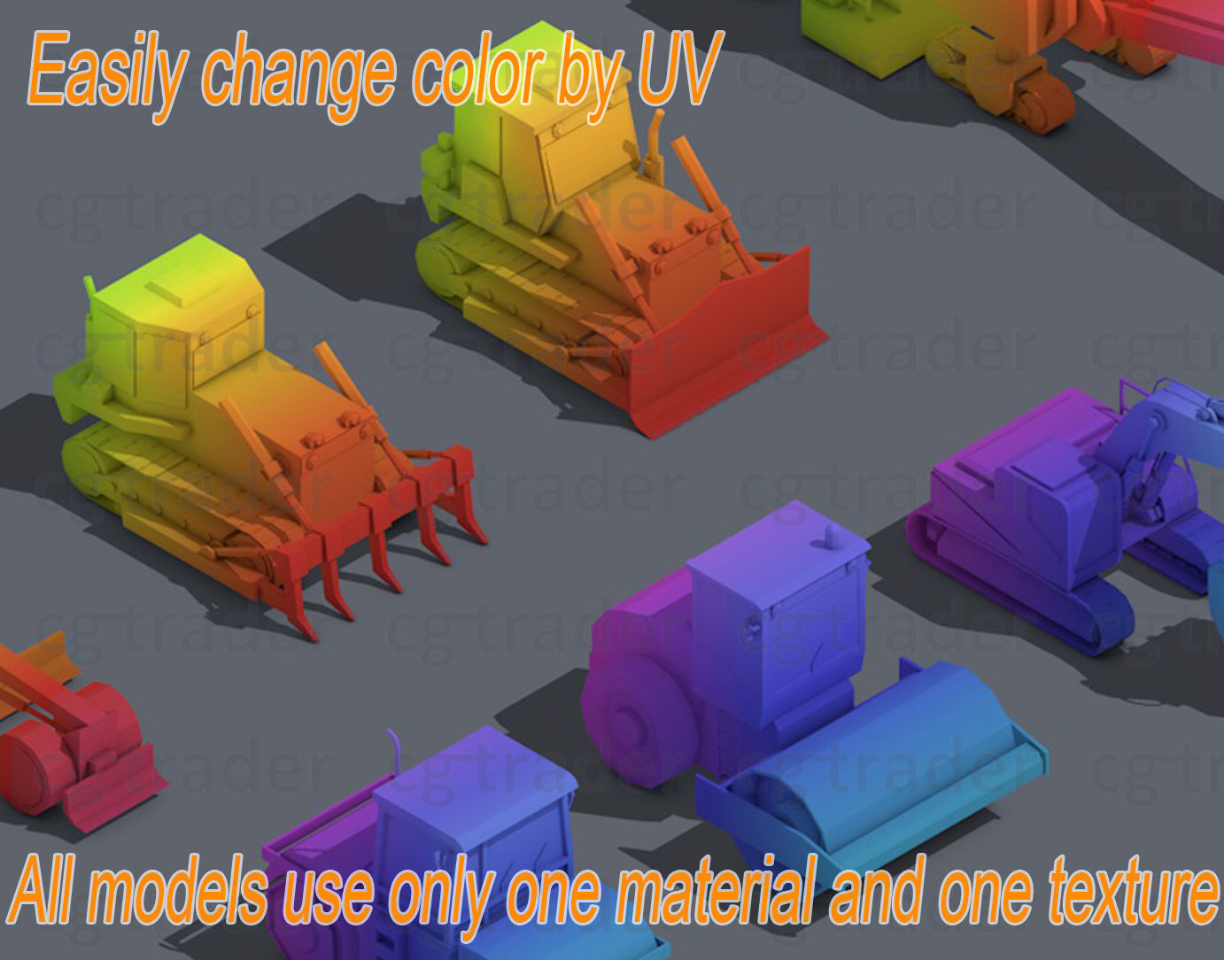 Low Poly Heavy Construction Machinery Equipment Industrial Low-poly 3D model_2