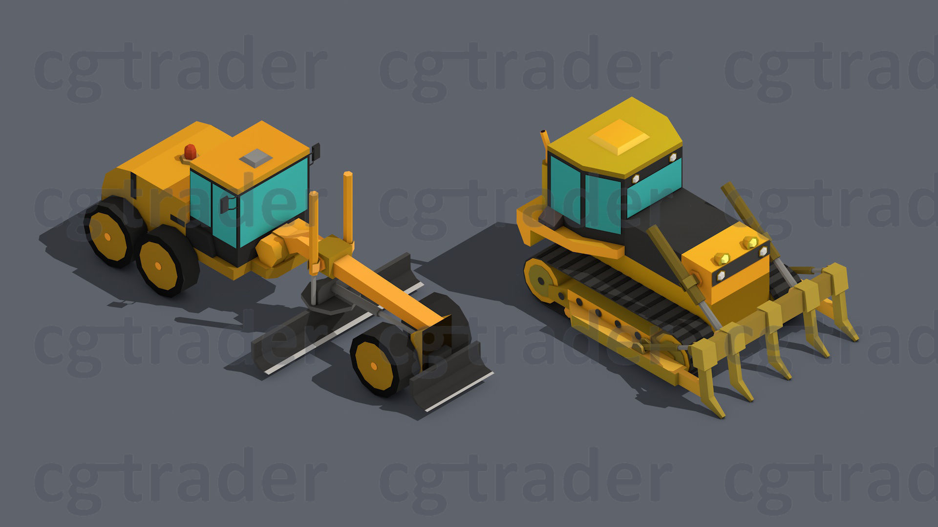 Low Poly Heavy Construction Machinery Equipment Industrial Low-poly 3D model_10