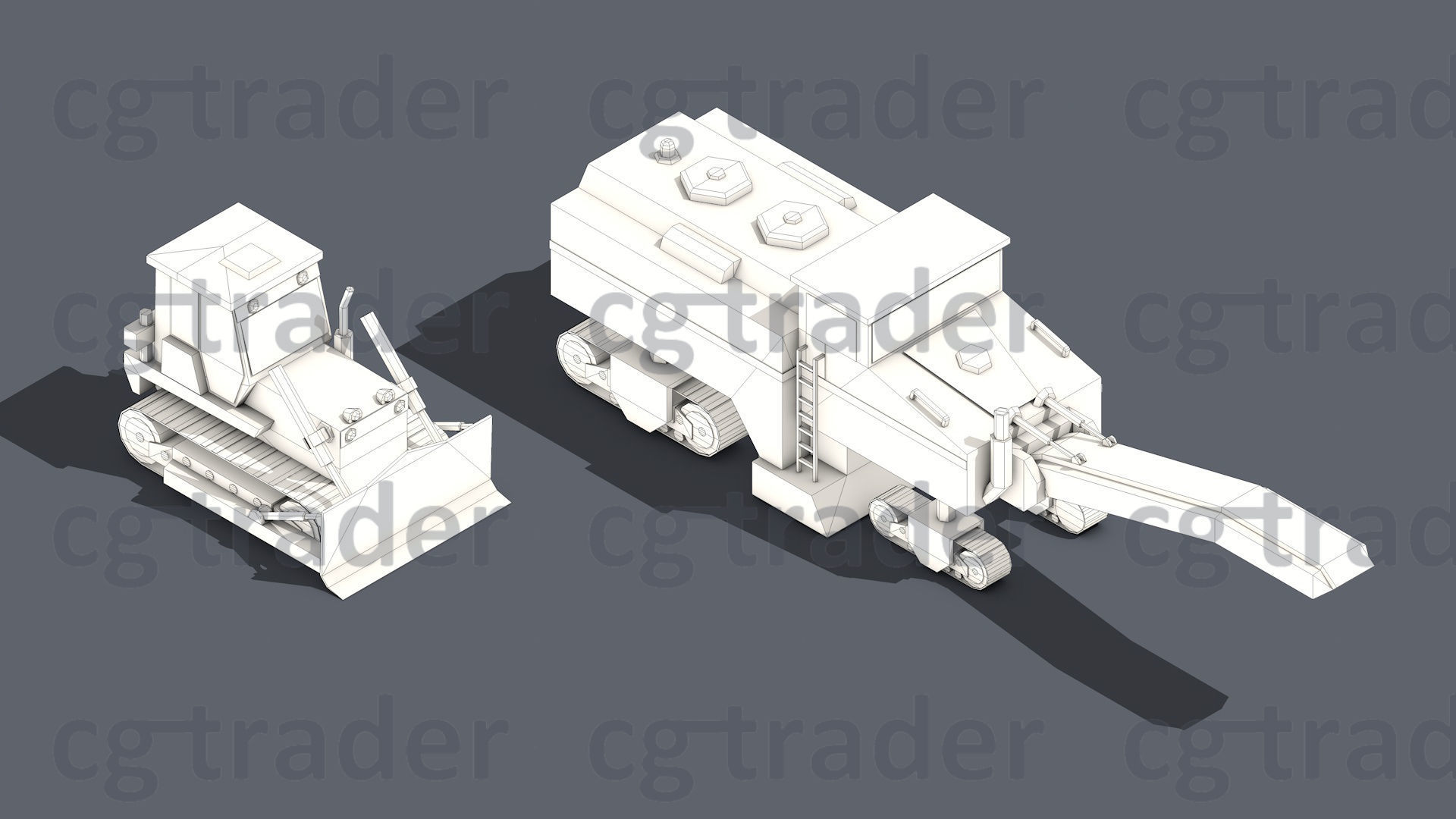 Low Poly Heavy Construction Machinery Equipment Industrial Low-poly 3D model_13