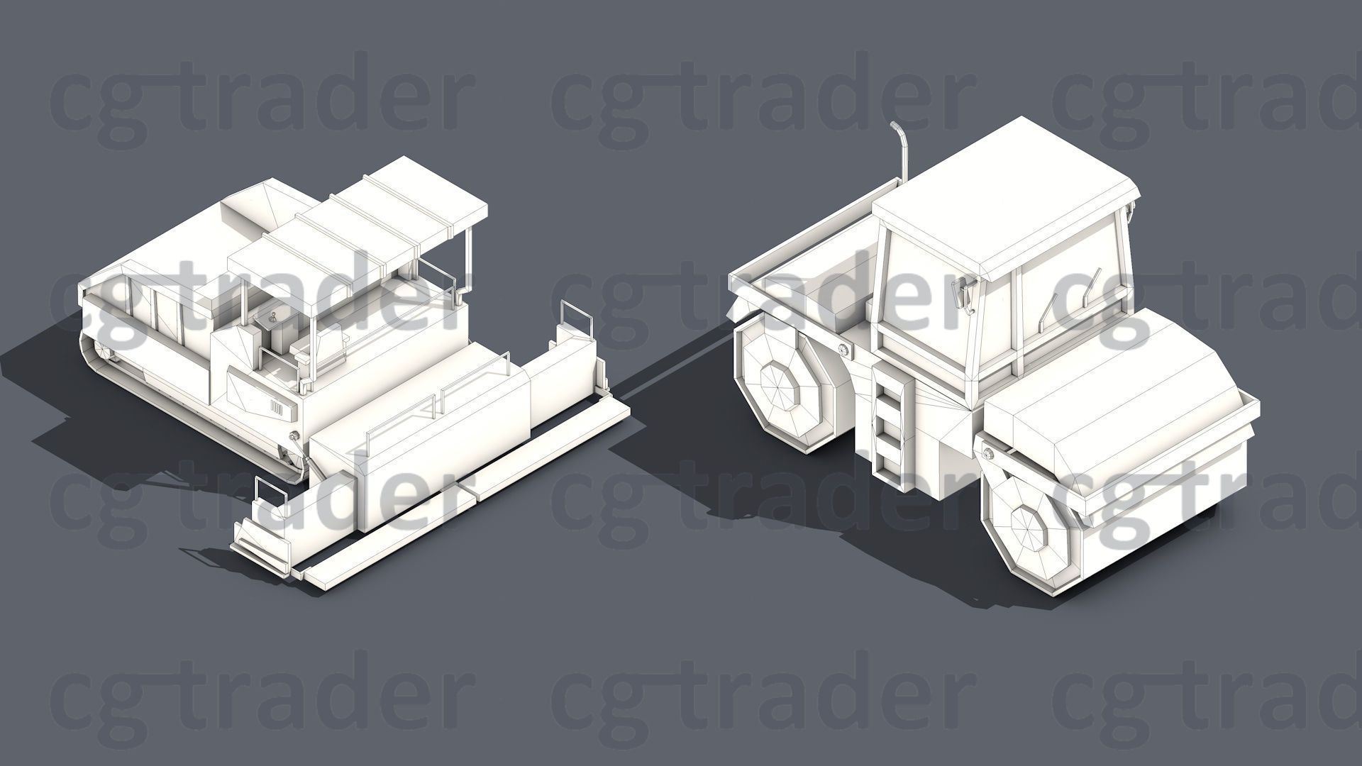 Low Poly Heavy Construction Machinery Equipment Industrial Low-poly 3D model_5