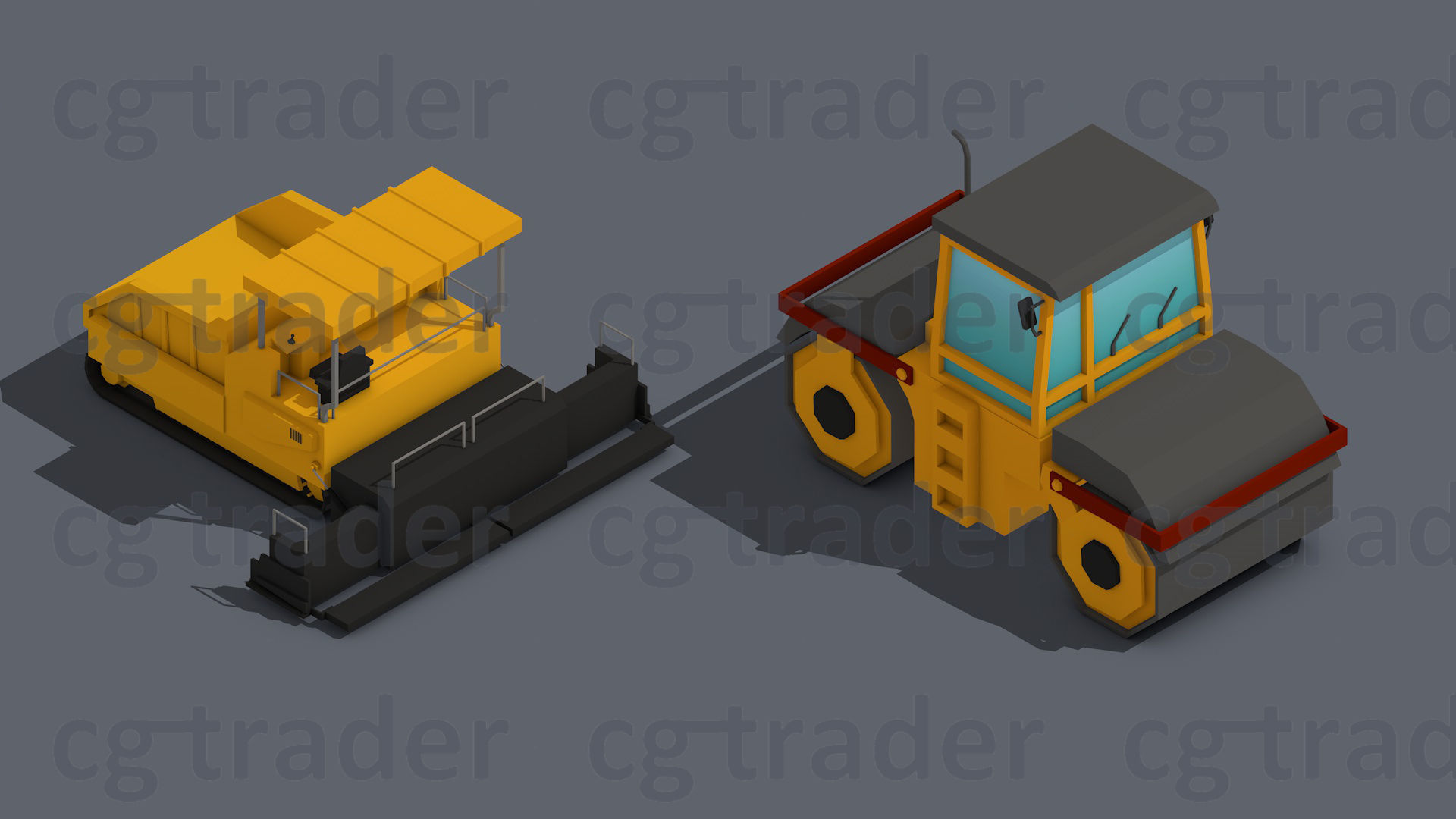 Low Poly Heavy Construction Machinery Equipment Industrial Low-poly 3D model_4