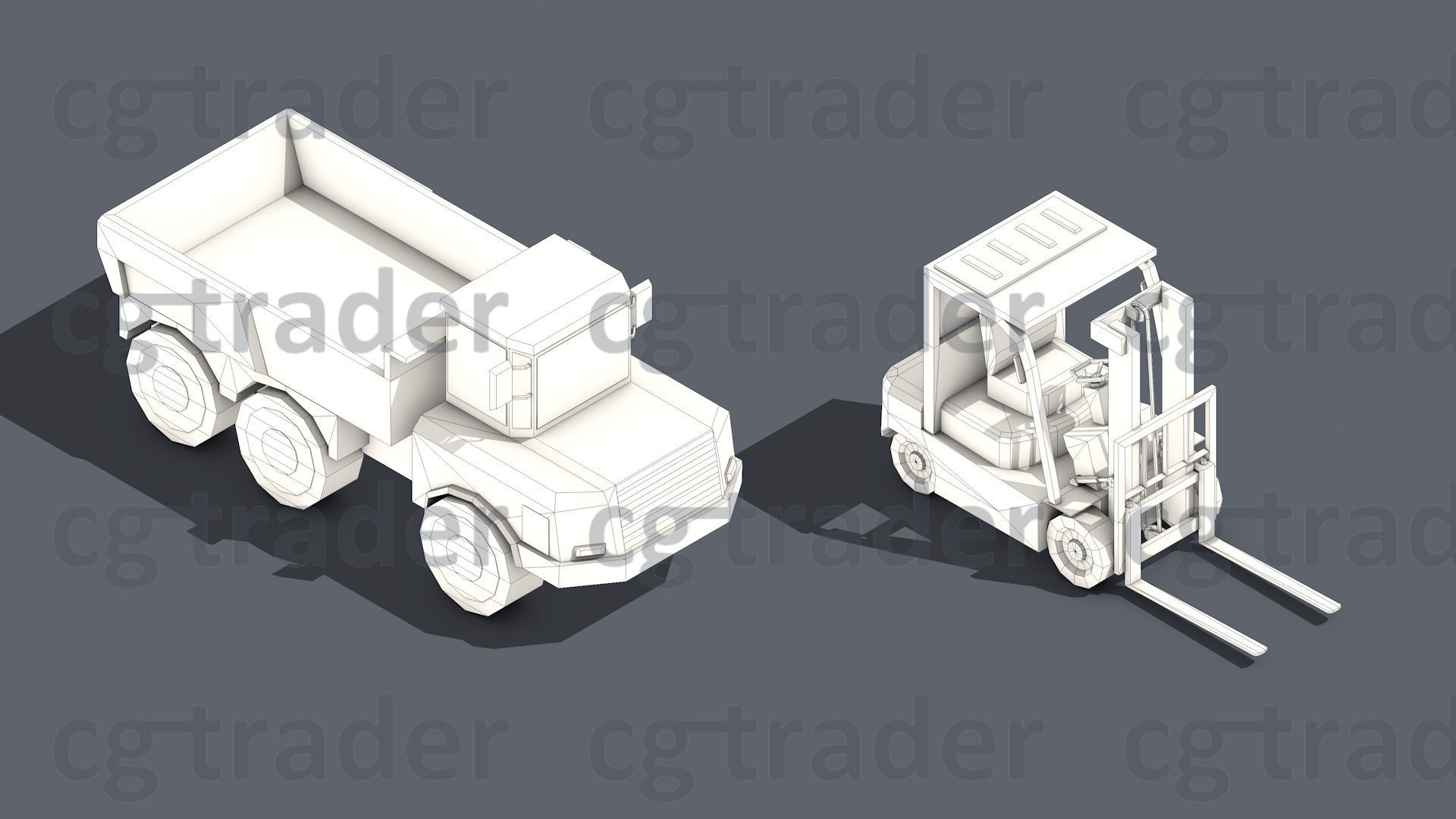 Low Poly Heavy Construction Machinery Equipment Industrial Low-poly 3D model_9