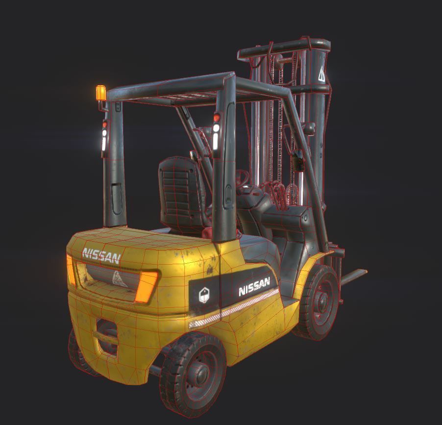 Forklift low poly game model Low-poly 3D model_4