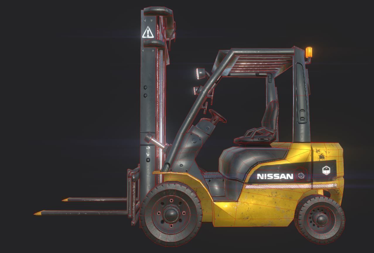 Forklift low poly game model Low-poly 3D model_3