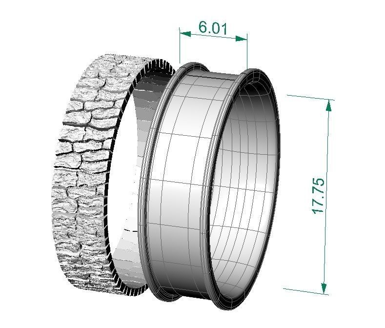 tree bark texture wedding ring 3D print model_3