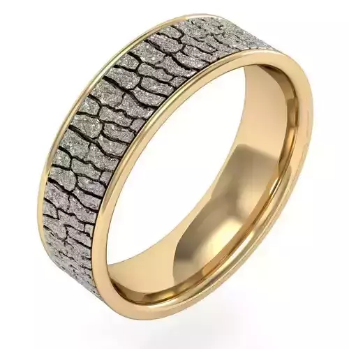 tree bark texture wedding ring 3D print model