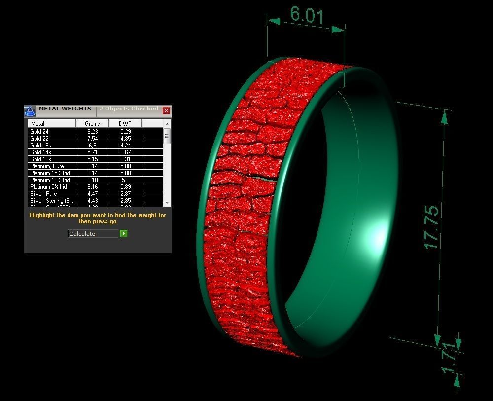 tree bark texture wedding ring 3D print model_5