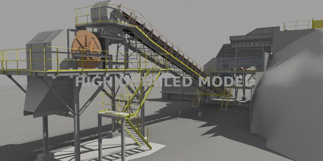 Mining plant for presentations and animations 3D model_2