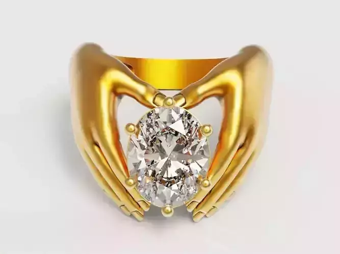 Oval Hand Ring Silver Gold  Print