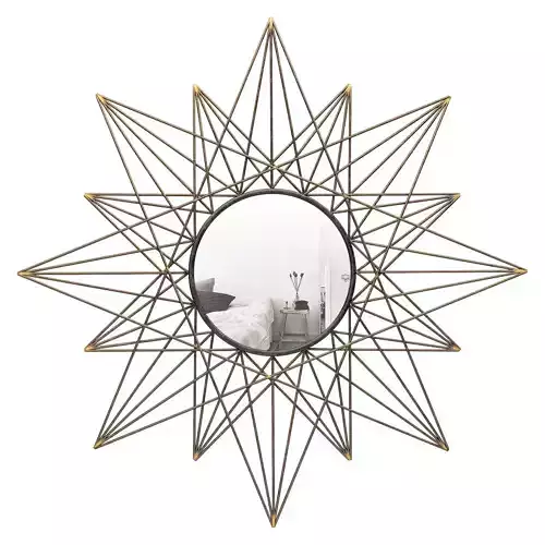 Hair Geometric Sunburst Wall Mounted Mirror W000330644