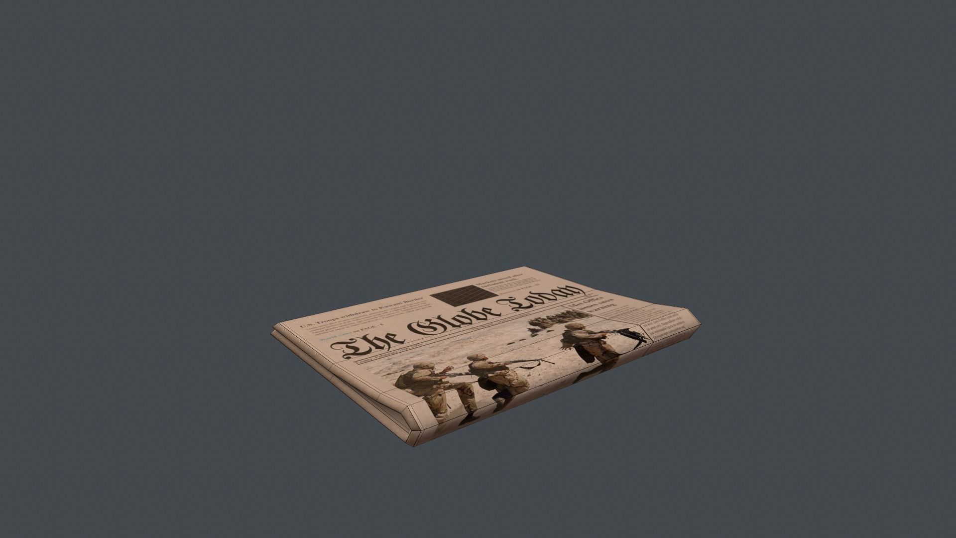Game Ready Newspaper with soldiers Low-poly 3D model_1