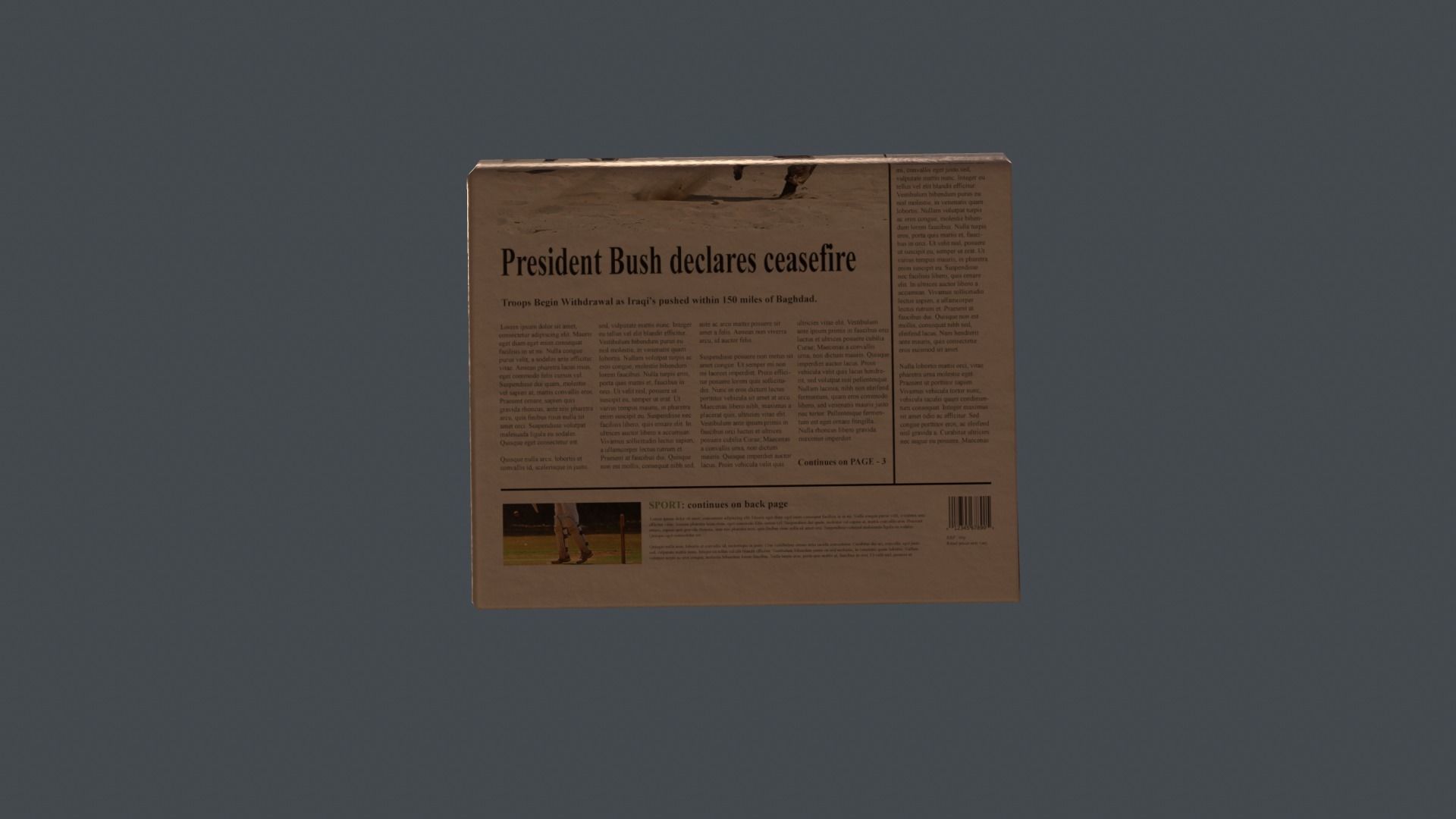 Game Ready Newspaper with soldiers Low-poly 3D model_8