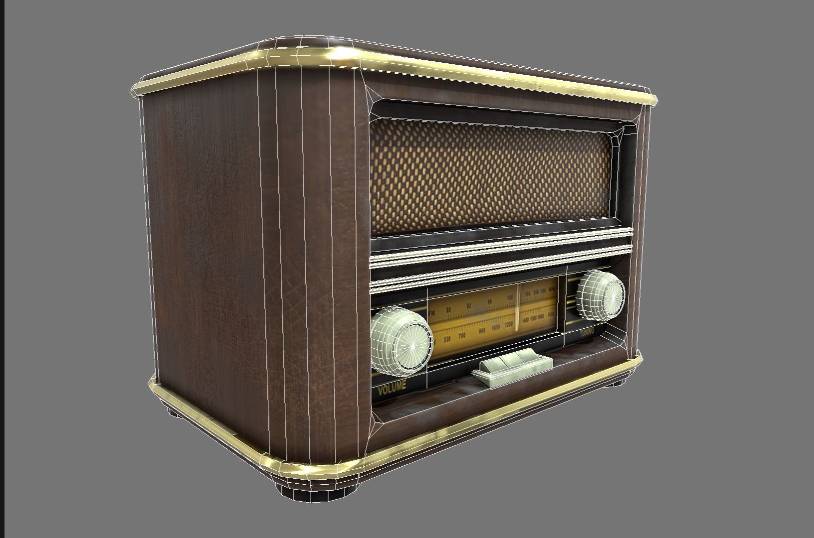50s Radio Low-poly 3D model_3