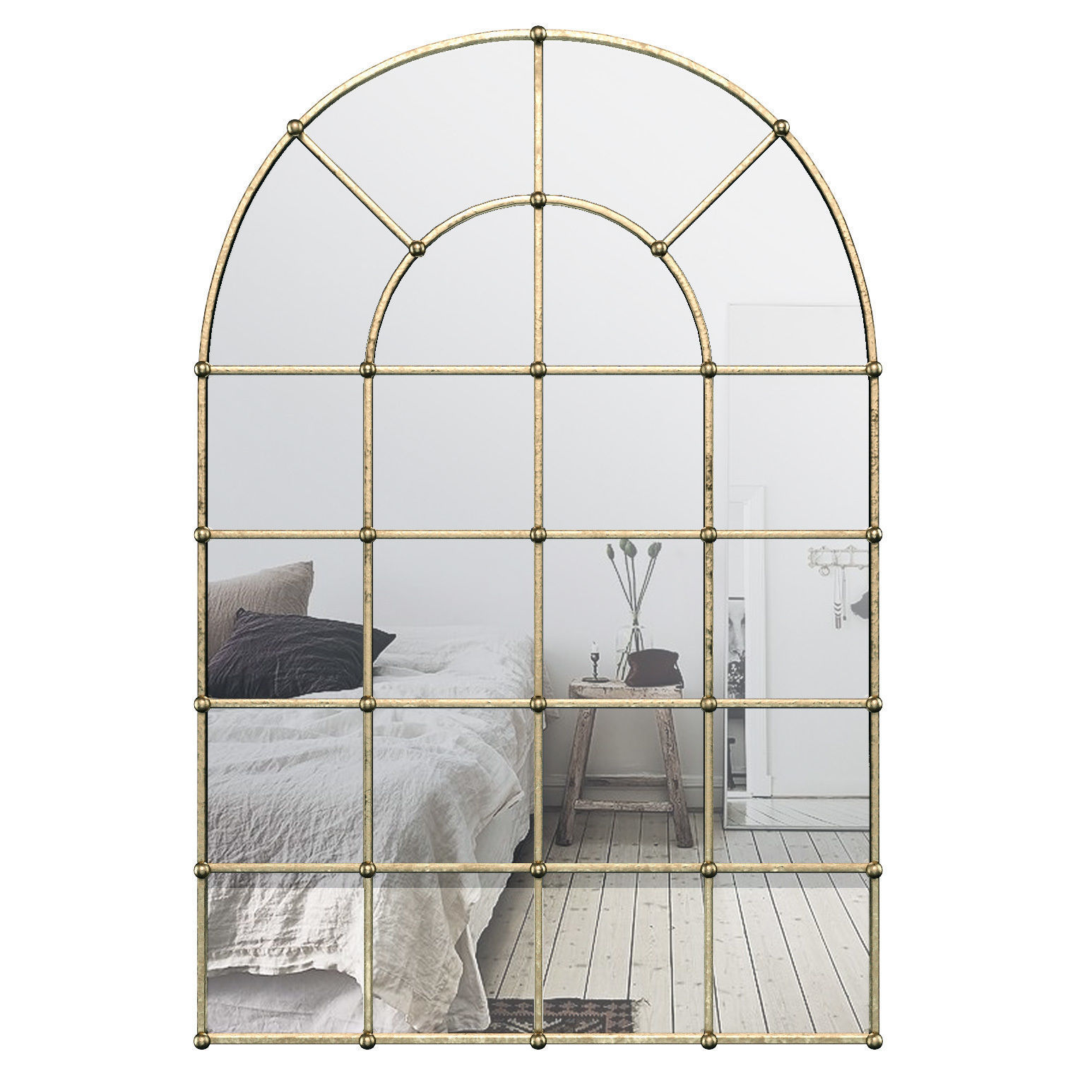 Metal Arch Window Wall Mirror OAWY8570 3D model_1