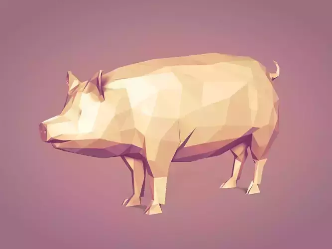 Cartoon Pig Low Poly