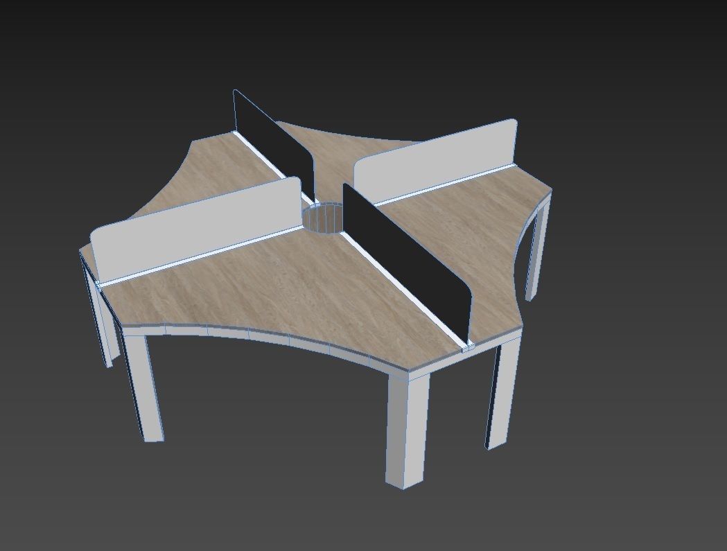 Modern Office Furniture N16 Low-poly 3D model_5