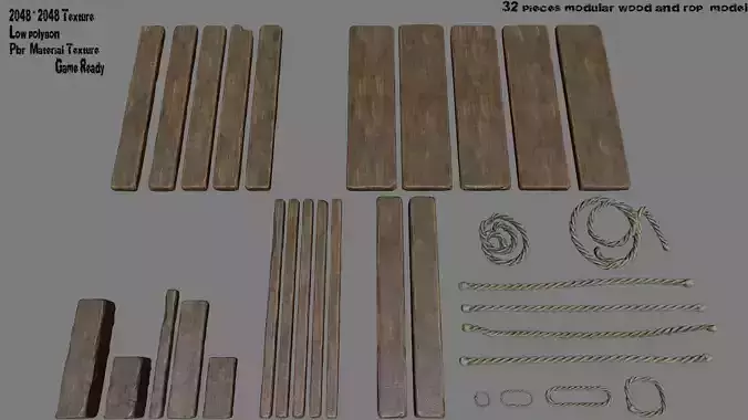 Woods  and  Ropes Low-poly 3D model