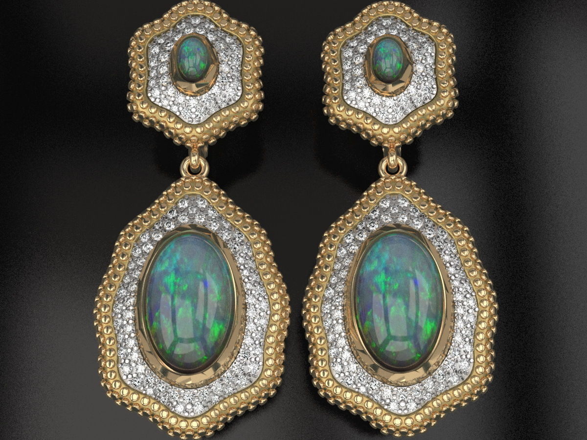 Nugget earrings 3D print model_3